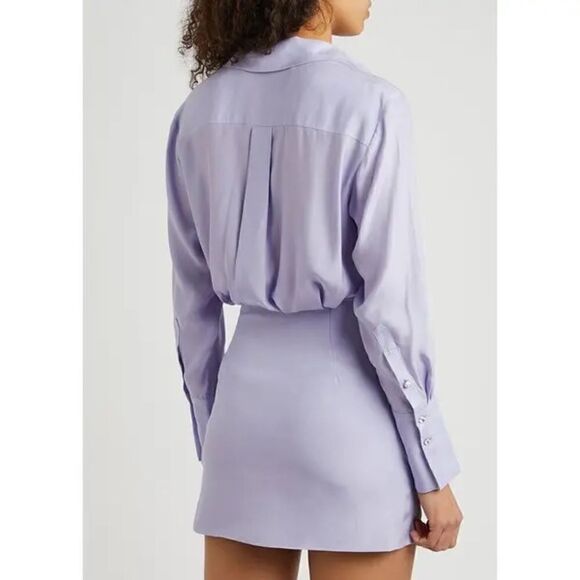Gauge81 Naha Lilac Silk Draped Long Sleeve Mini Dress XS NWT $470 - Picture 2 of 15